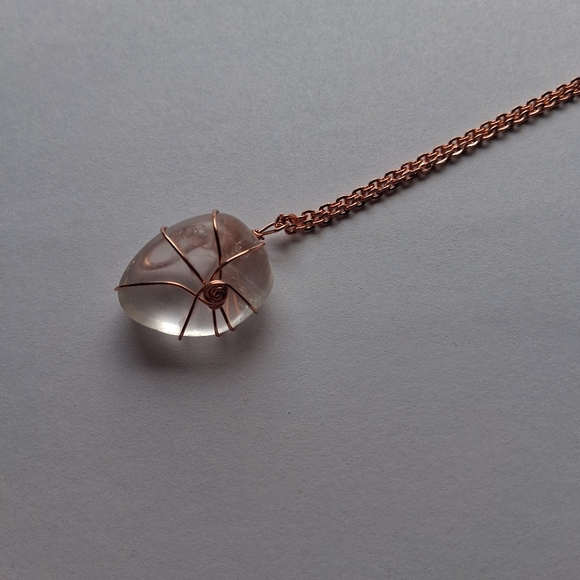 Rose Gold Wire Wrapped Pendant Necklace - Picture 7 of 7